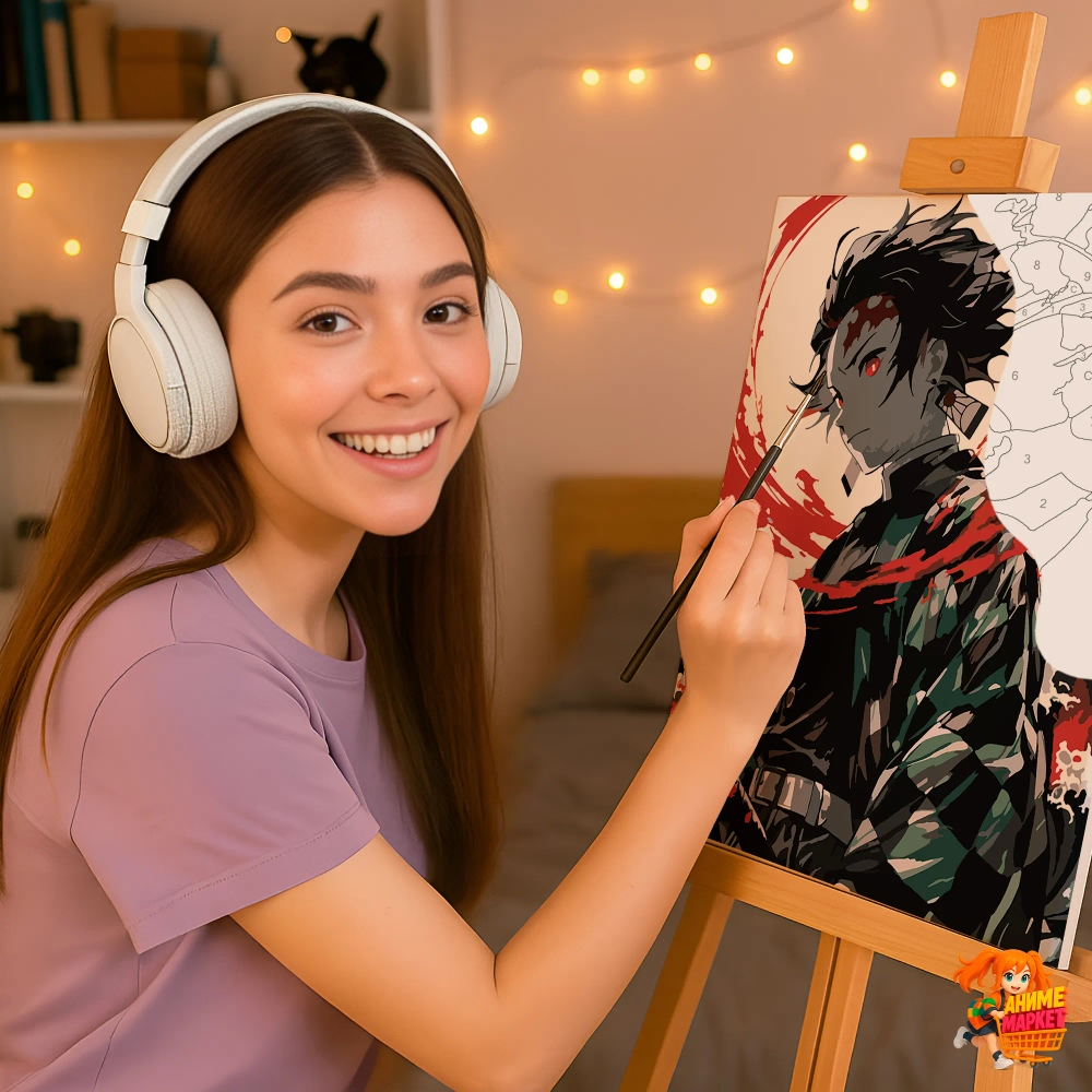 Картина по номерам Клинок рассекающий демонов Танджиро Камадо