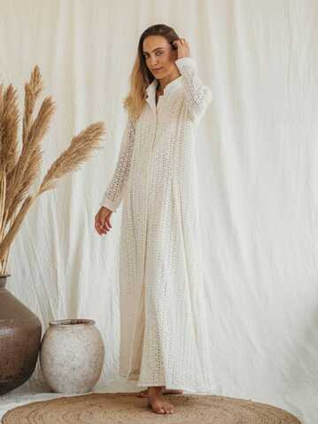 Платье макси из прошвы (белое)