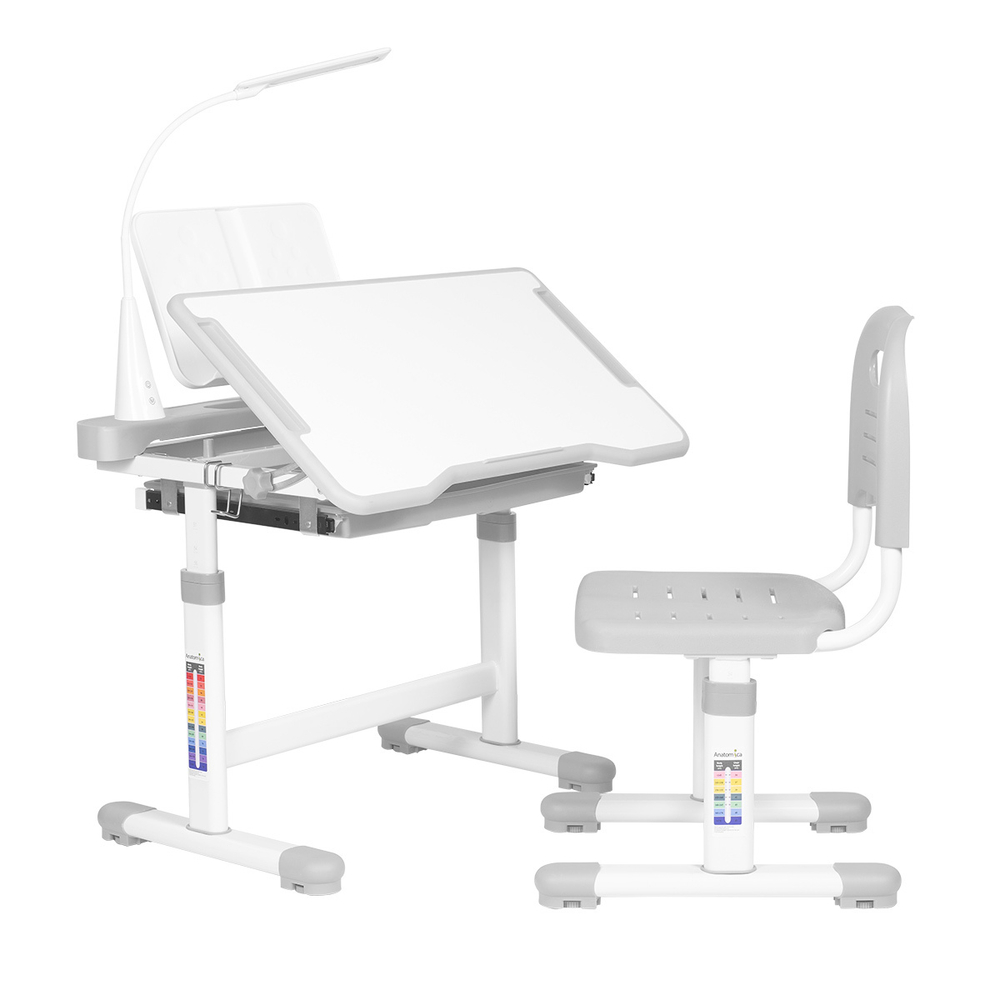 Комплект растущей детской мебели Anatomica Vitera парта + стул + выдвижной ящик + подставка + светильник