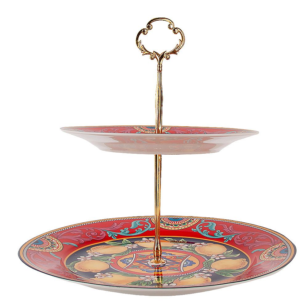 Фруктовница 2-х ярусная " Fruttissimo" d=27/19см h=24,5см (фарфор) (подарочная упаковка)