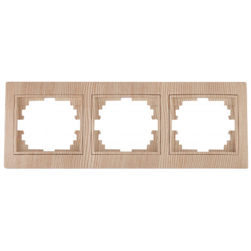 Рамка для розеток и выключателей Intro Plano 1-503-11 на 3 поста горизонтальная, СУ, сосна
