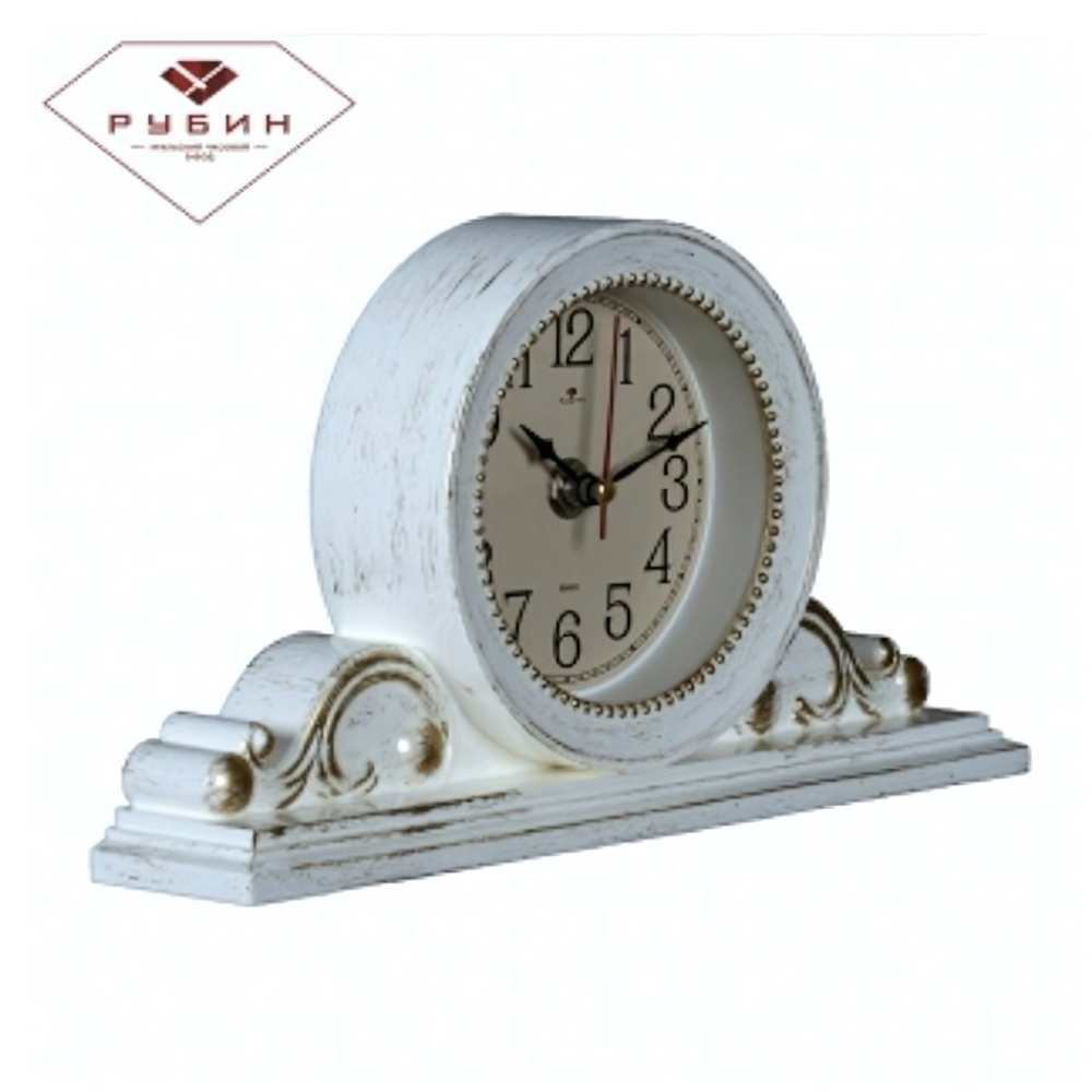 2514-003 Часы настольные 26х14 см, корпус белый с золотом "Классика" "Рубин"