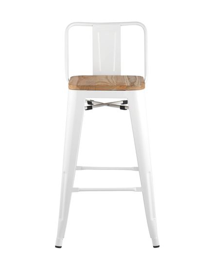 Стул полубарный TOLIX WOOD со спинкой белый глянцевый