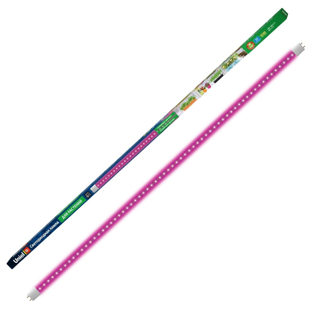 LED-T8-18W-SPSB-G13-CL PLP30WH Лампа светодиодная для растений. Форма T8. прозрачная. Спектр для рассады и цветения. ТМ Uniel.