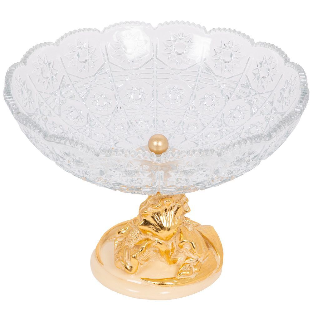 Фруктовница-конфетница Ирис Визир со стеклянной чашей 7373 Айвори