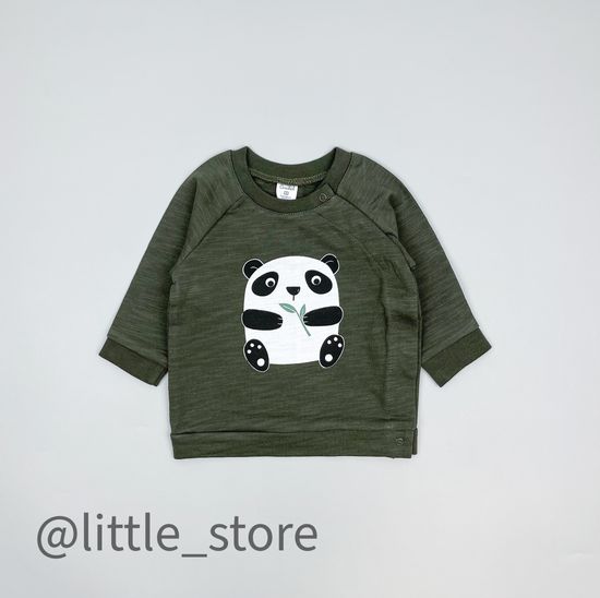 Свитшот "Прятки в листьях" из футера, зеленый хаки