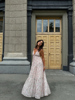 Сарафан вуаль в бежевый цветок