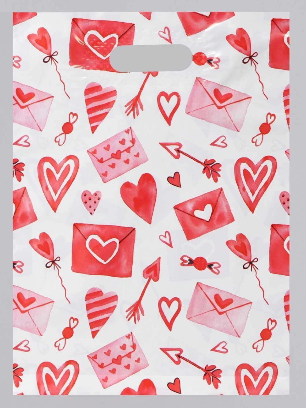 Подарочный пакет С любовью - 31 х 40 см. (Цвет: белый с красным)