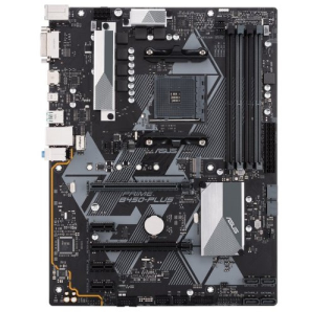 Материнская плата ASUS PRIME B450-PLUS (Socket AM4/AMD B450/4xDDR4/2xPCI-Ex16/3xPCI-Ex1/M.2/SB7.1/GLAN/DVI/HDMI/ATX) RET