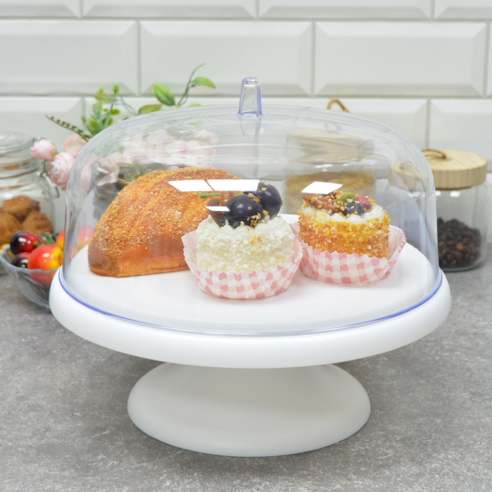 Тортница на ножке, белая