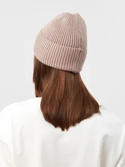 Шапка женская MINAKU с подворотом, размер 54-56, цвет бежевый