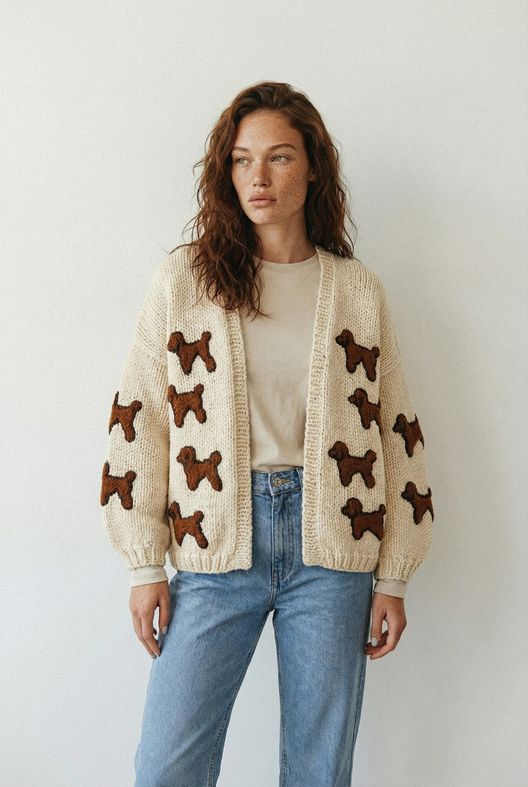 Кардиган Пудели с рукавами-фонариками / MIRSTORES