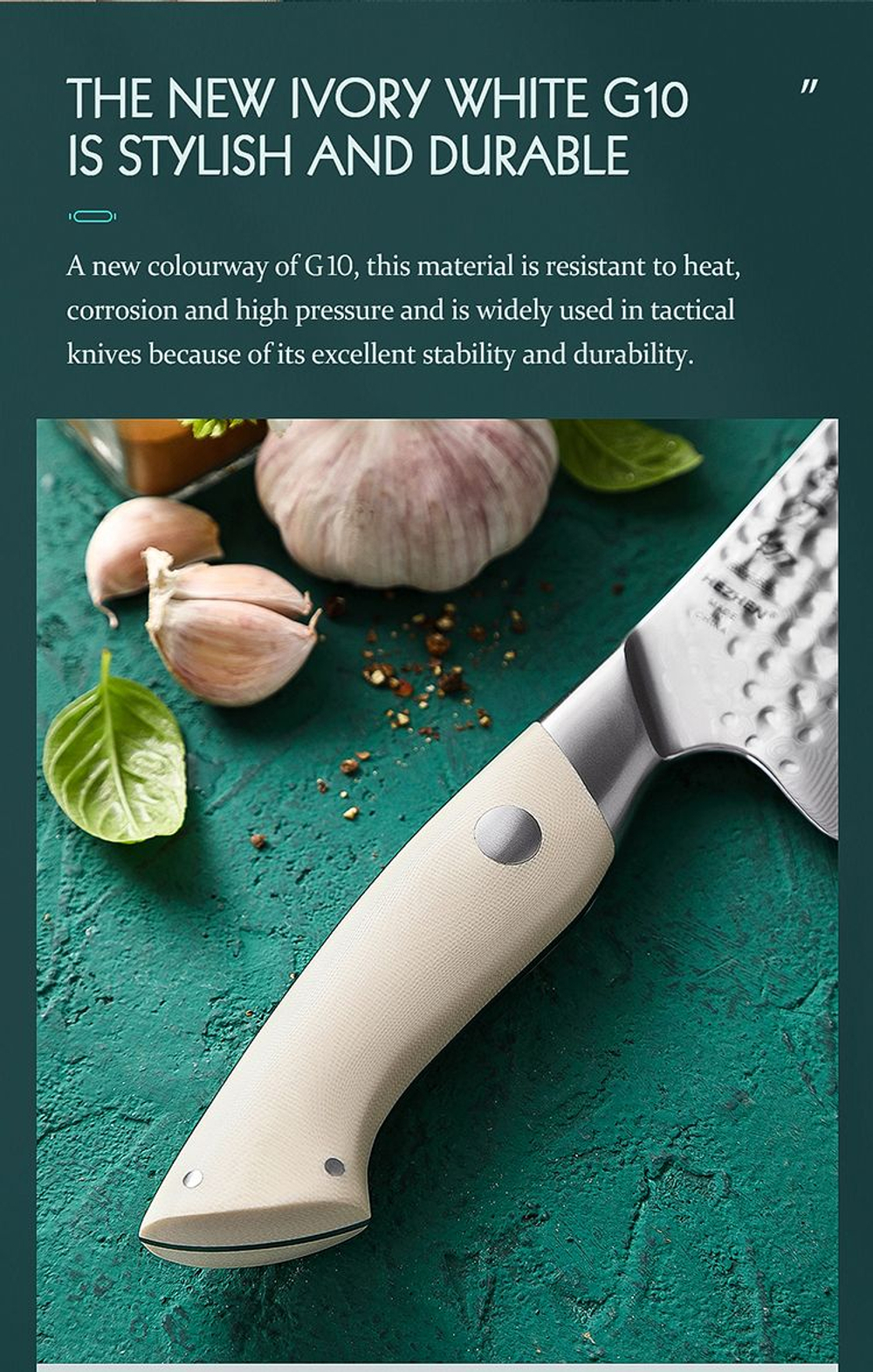 Кухонный нож Hezhen B38H Bread нож 8 дюймов клинок 67 Layers Damascus рукоять G10, длина лезвия 21 см