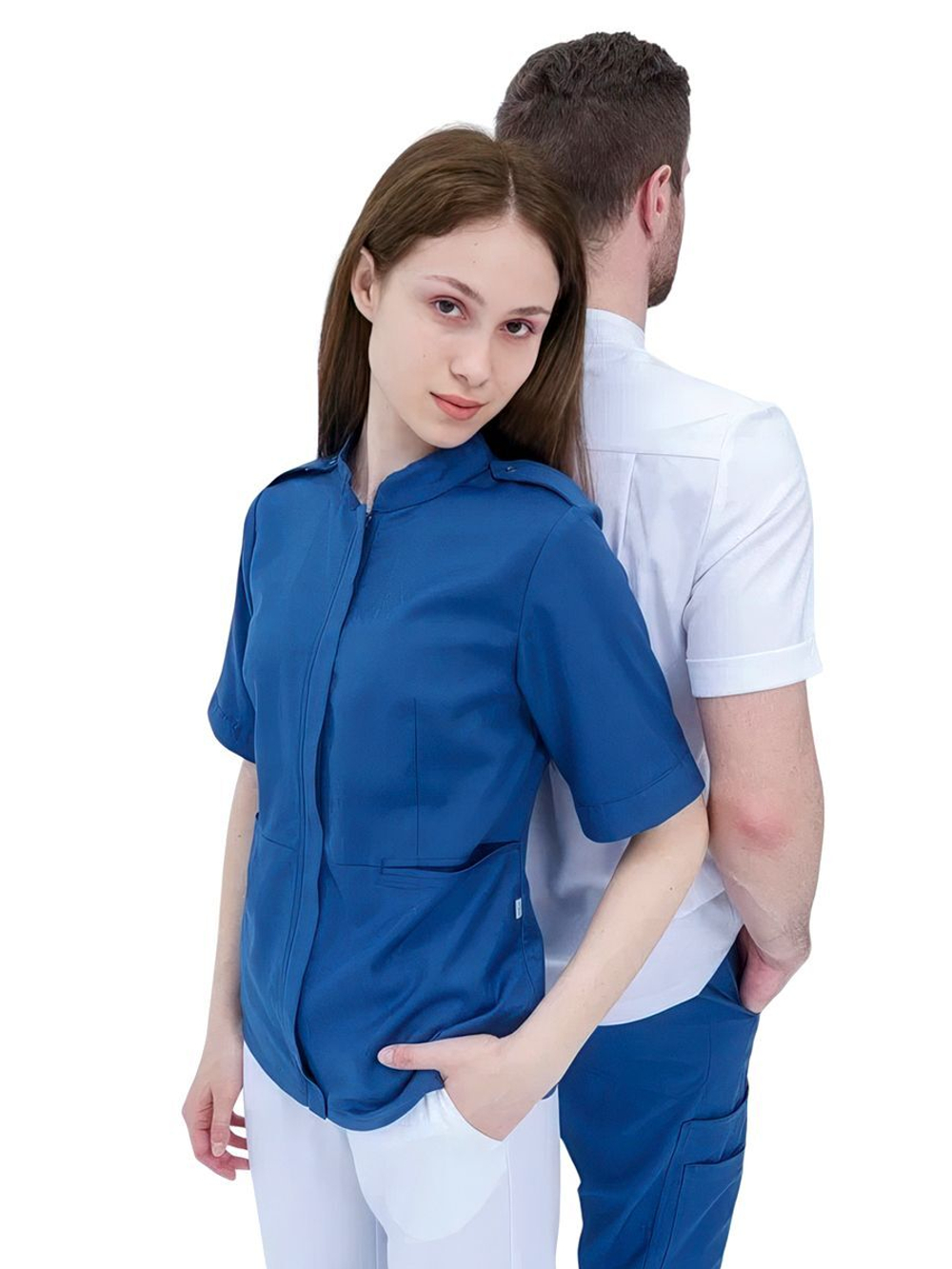 Рубашка медицинская женская на молнии Тезис TZ400, синий, 42