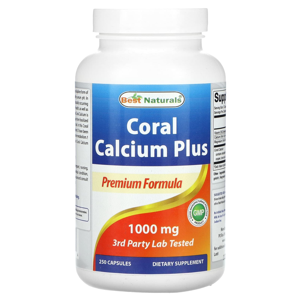 Best Naturals, коралловый кальций плюс, 250 капсул (500 мг в 1 капсуле)