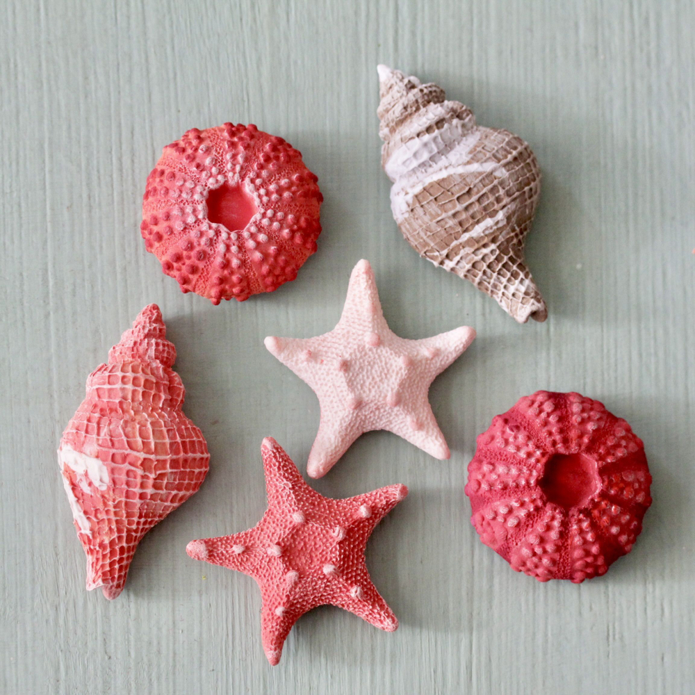 Молды силиконовые для творчества "Набор 3 молда: ракушка, морской ёж, морская звезда"/ форма для полимерной глины, мыла, воска, гипса и эпоксидной смолы