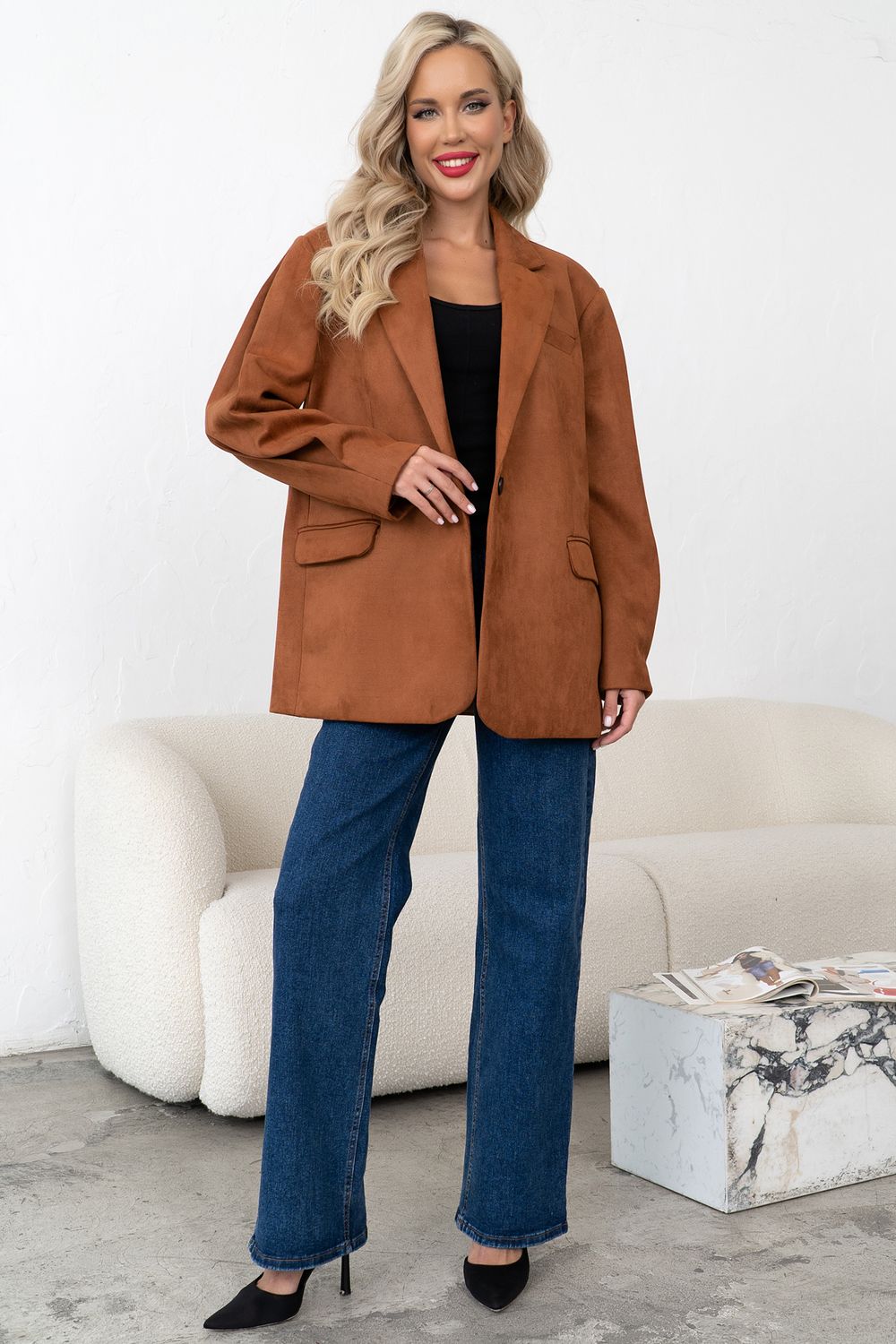 Пиджак из эко-замши (корица) П11-21 Nikol