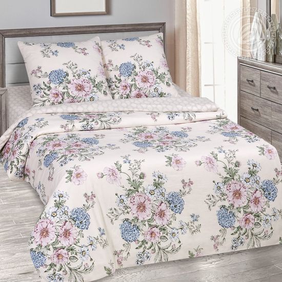 Двуспальный с европростынёй комплект постельного белья Саломея DE LUXE поплин наволочки 70x70 см