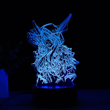 Акриловый светильник на черной подставке "World of Warcraft / WOW / Варкрафт - Сильвана Ветрокрылая"