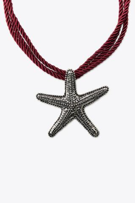 ZARA КОЛЬЕ ИЗ ШНУРА С ПОДВЕСКОЙ «МОРСКАЯ ЗВЕЗДА», СЕРЕБРИСТЫЙ