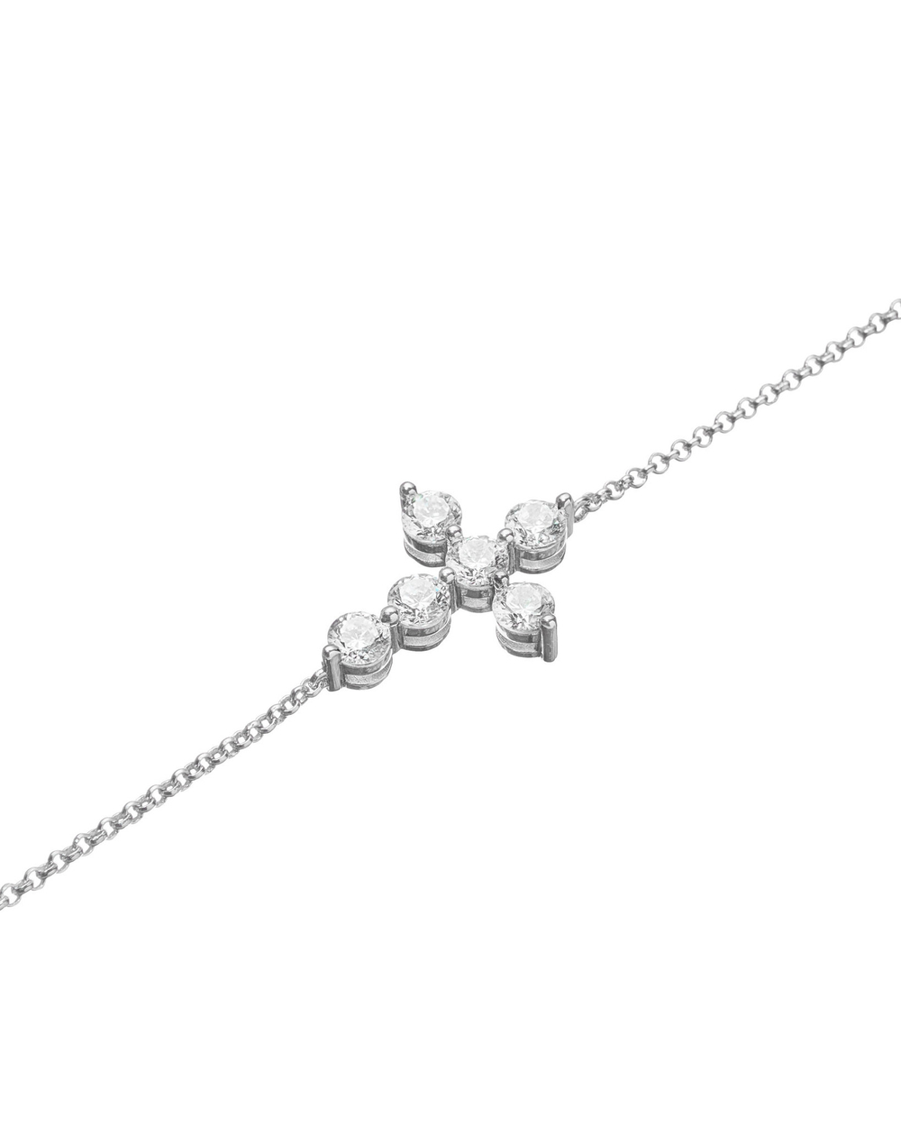 Браслет крест, круглые цирконии