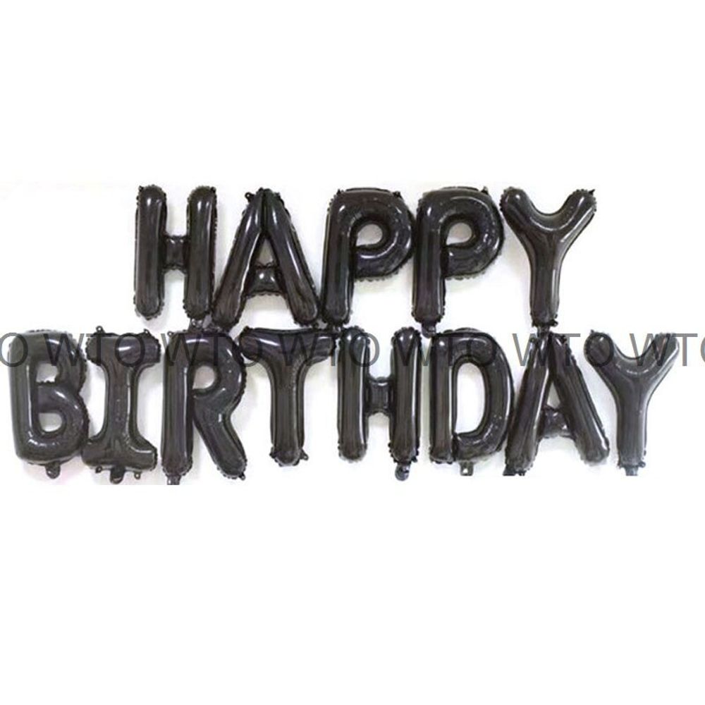 Растяжка "Happy Birthday" черная