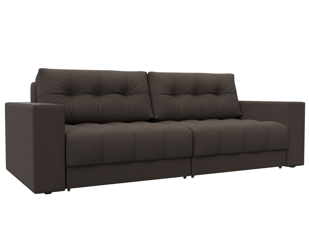 Диван прямой с декором Лига-049 НПБ, Амур 05 РОГОЖКА коричневый