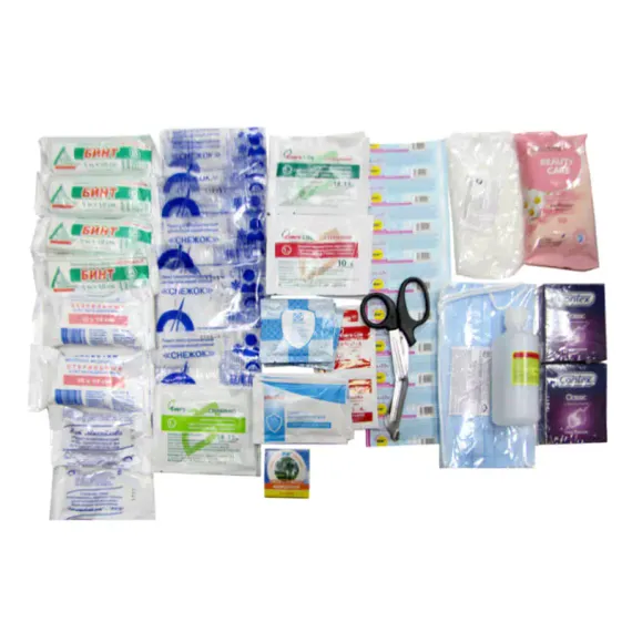 Набор первой помощи для активного отдыха, туризма, путешествий (сумка- скрутка) 
штрихкод  4607025846277