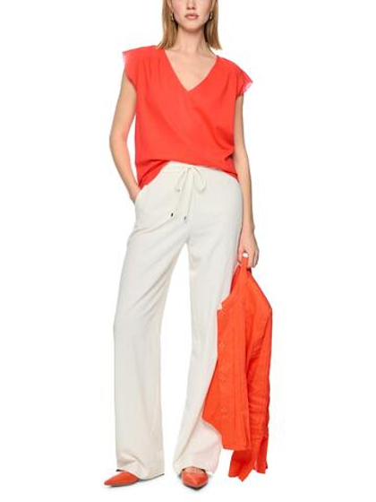 Marc Cain Топ с V-образным вырезом и оборками на рукавах