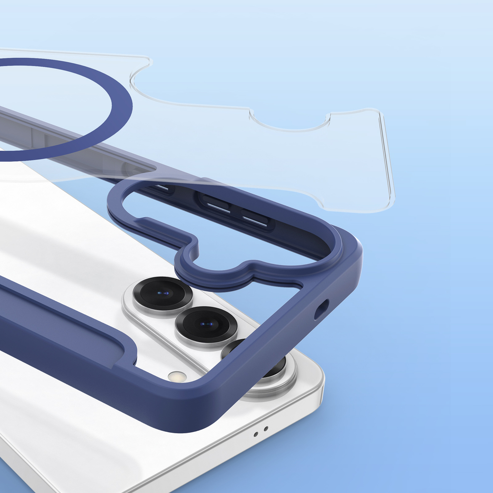 Чехол книжка синего цвета с MagSafe для Samsung Galaxy S26+ Плюс, серия Skin X Pro Series от Dux Ducis