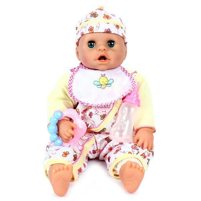 Пупс интерак. "Крошка" звук, растут зубы, двигает язык, желтый (Happy Valley)