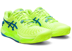 Женские Кроссовки теннисные Asics Gel-Resolution 9 Clay - hazard green/reborn blue