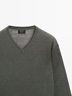 Massimo Dutti Свитер из 100% льняной ткани, свинцовый