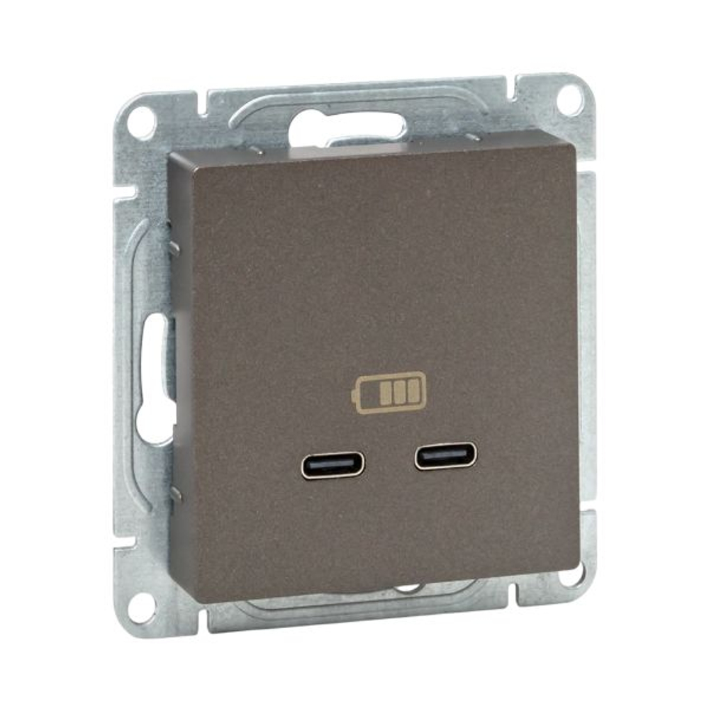 Механизм розетки USB-C - 2шт, мокко Эпика EKF