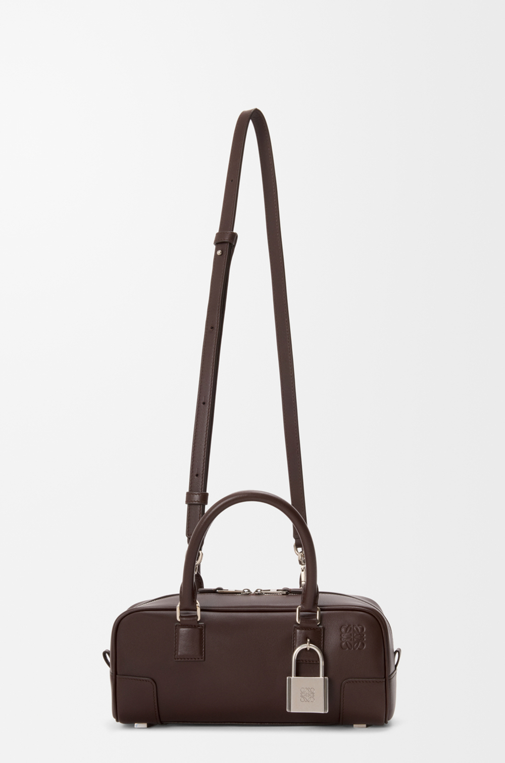 Loewe Укороченная сумка Amazona 23 из блестящей телячьей кожи, темно-каштановый