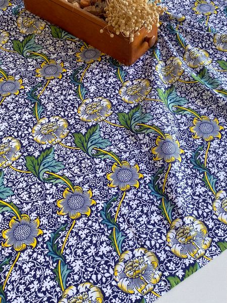 Wandle СИНЕ-СЕРЫЙ В СТИЛЕ У. МОРРИСА 100% хлопок Handmade Fabrics 5