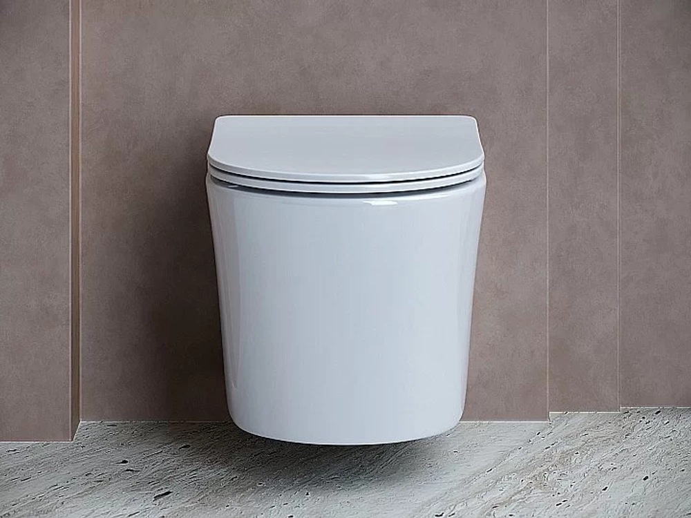 Унитаз подвесной Ceramica Nova Balearica CN6000_1002W_1000 безободковый, с крышкой микролифт, с инсталляцией и белой кнопкой