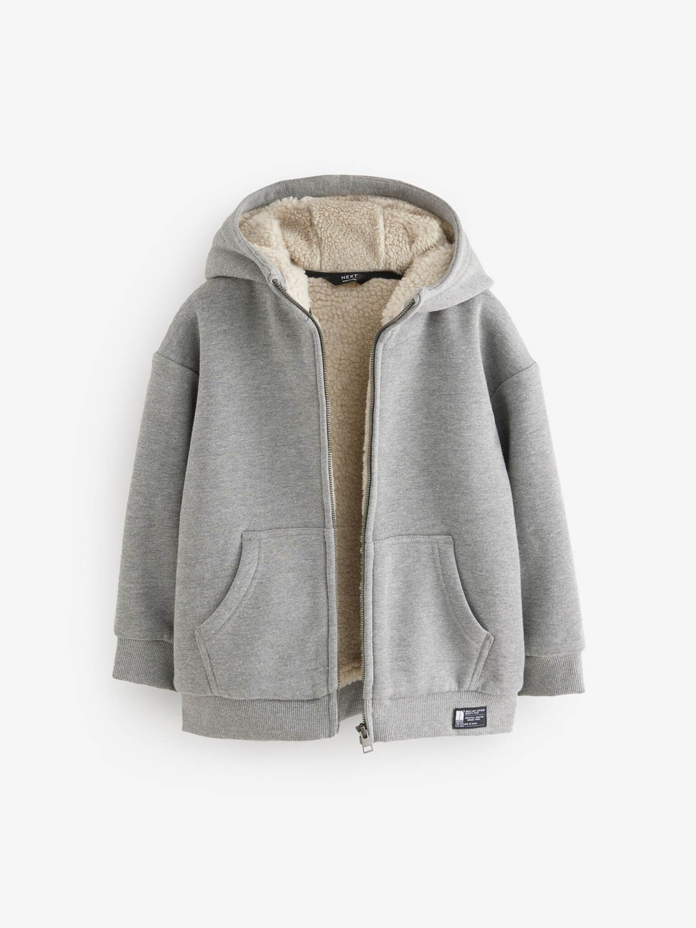 Толстовка с капюшоном на молнии и флисовой подкладкой для мальчика Next B15-438, Серый
