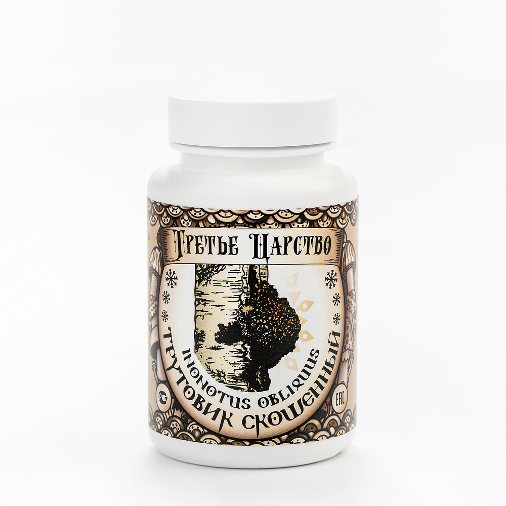 Фото баночки с капсулами гриба чаги (60шт)-adonnis.ru