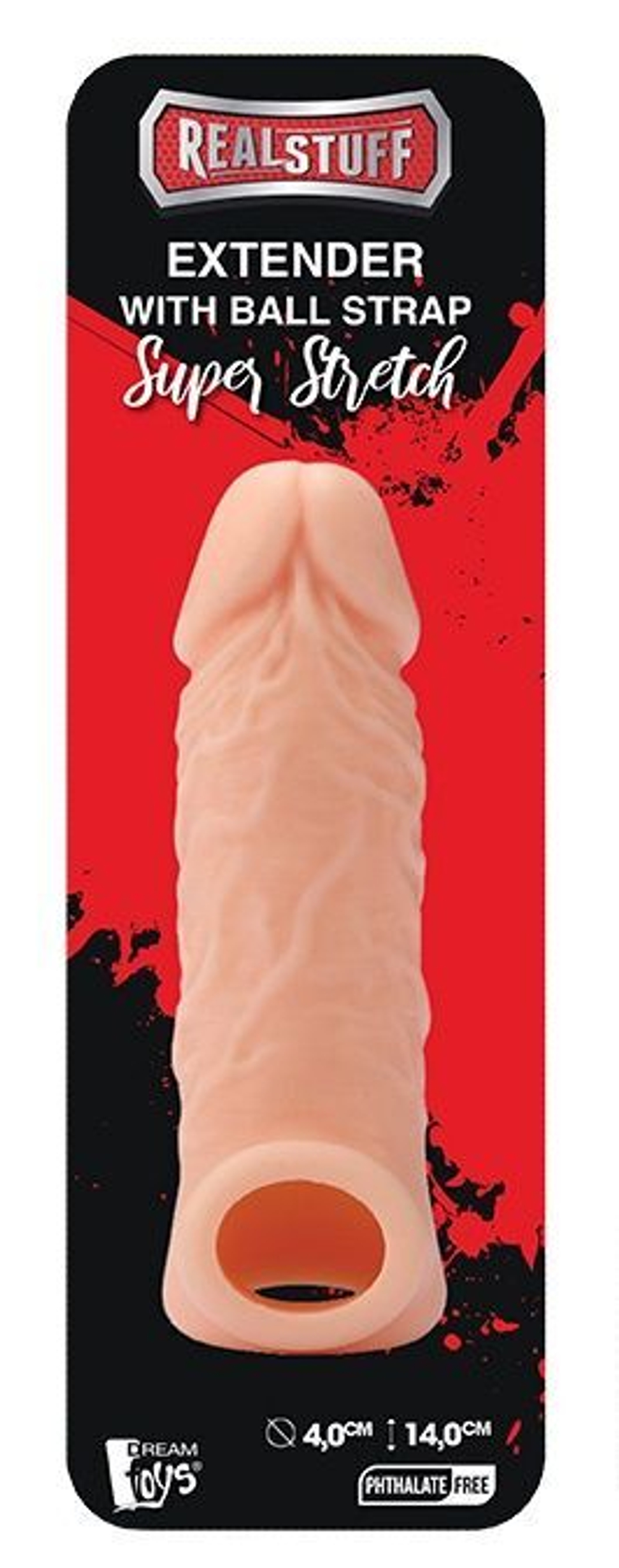 Телесная насадка EXTENDER WITH BALL STRAP 5.5 - 14 см. (Цвет: телесный)