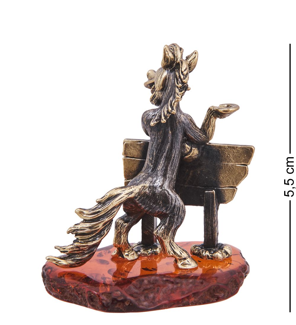 Народные промыслы AM-4231 Фигурка «Лошадь С Новым Годом!» (латунь, янтарь)