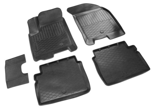 Коврики в салон автомобиля Rival для Chevrolet Aveo T200/T250 седан, хэтчбек 2003-2012/Nexia седан 2020-н.в./Ravon Nexia R3 седан 2016-н.в., полиуретан, с крепежом, 5 частей, 11001004