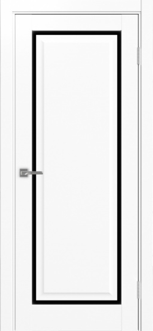 Межкомнатная дверь Optima Porte ТОСКАНА 601С.21 "Белый снежный" Чёрное стекло