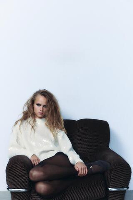 ZARA АТЛАСНЫЕ БАЛЕТКИ, ЧЕРНЫЙ