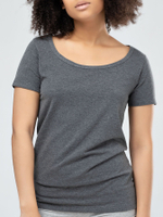 Футболка свободного кроя с красивым круглым вырезом (Размер: L) (Цвет: черный)