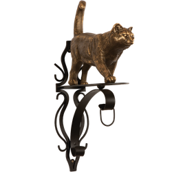 Кронштейн для цветов Кот Welcome Бронза