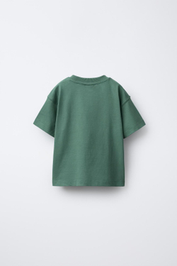 ZARA ФУТБОЛКА С ПРИНТОМ, ЗЕЛЕНЫЙ