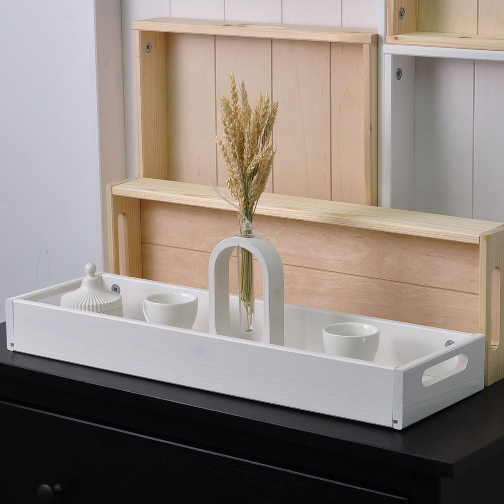 Поднос 58х18х7, Флоутард, столик для завтрака в постель, подставка для кухни, дачи, цветов, рассады, деревянный, белый, Dipriz