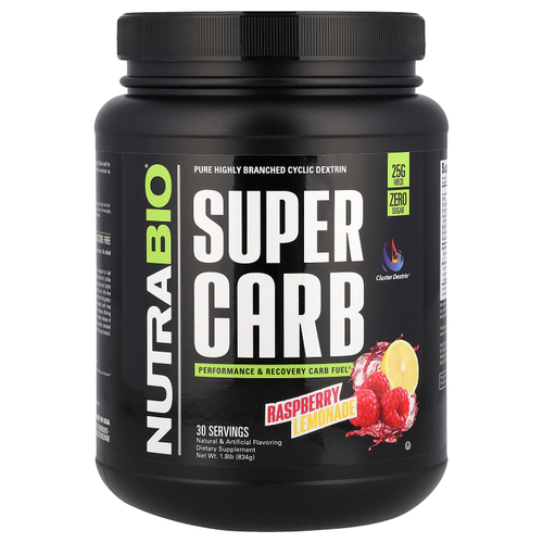 NutraBio, Super Carb, со вкусом малинового лимонада, 834 г (1,8 фунта)