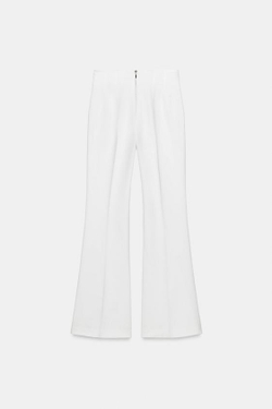 ZARA БРЮКИ С ВЫСОКОЙ ПОСАДКОЙ, БЕЛЫЙ